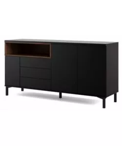 Mobile buffet nero 3 ante e 3 cassetti, 176x90x48 cm